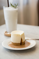 Delicious Caramel Cheesecake with Coconut Smoothie