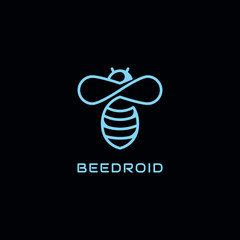 beedroid, bee and droid, robot logo template .vector