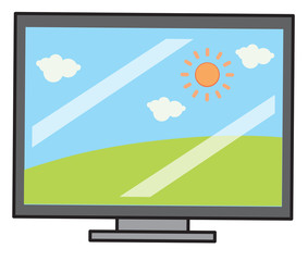 Television with garden field on screen
