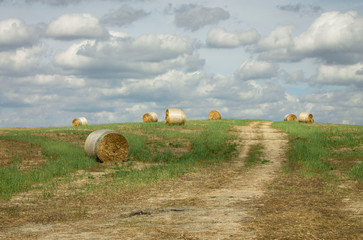  hay bale in tuscany countryside