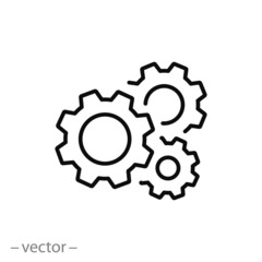 gear icon, cog wheel, engine circle, thin line web symbol on white background - editable stroke vector illustration eps10 - obrazy, fototapety, plakaty