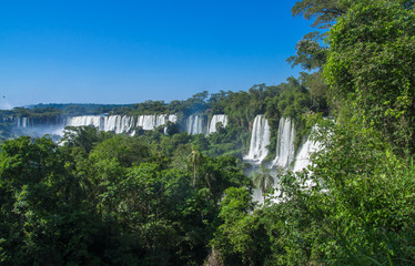 Aerial view of Iguazu Falls from the helicopter ride, one of the Seven Natural Wonders of the World , Brazil