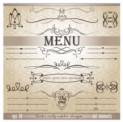 Vintage ornate frames, decorative ornaments, flourish and scroll elements. Vector set: calligraphic design elements and page decoration - lots of useful elements to embellish your layout