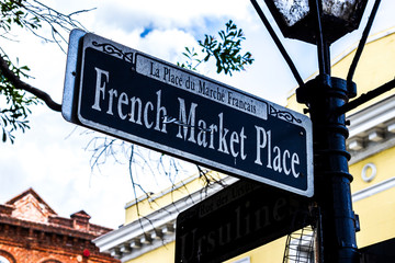 Naklejka premium French Market place street sign