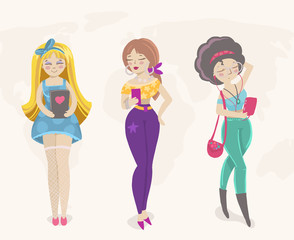 Fashion girls with phones.