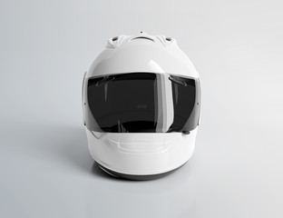 White motorcycle helmet isolated on white Mockup 3D rendering