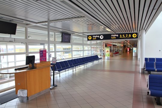 Airport interior on March 12, 2011 in Malmo. With 1.6 million passengers for year 2010 it is the 5th busiest airport in Sweden. Its rapid growth is fueled by low cost airline Wizzair.