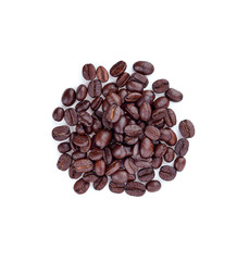  black coffee beans on white background