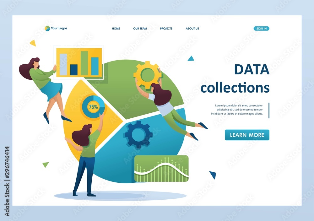 Poster large schedule and a set of analytical data, data collection is carried out by employees. flat 2d ch