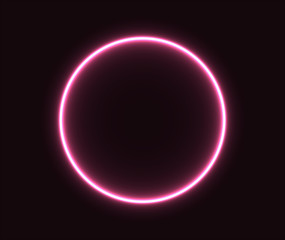 Neon circle pink glowing geometric shape. EPS 10
