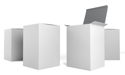 Blank White Packages. Isolated Box Products
