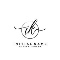 IK Initial handwriting logo with circle template vector.