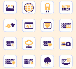 Internet, server, network icons set