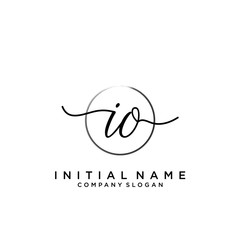 IO Initial handwriting logo with circle template vector.
