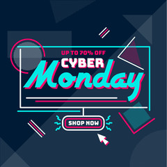 Flat design cyber monday background.Vector EPS10