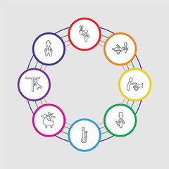 8 colorful stroke icons set included acrobat man, aerialist man, circus stunt man, acrobat magician circus canon magician magician