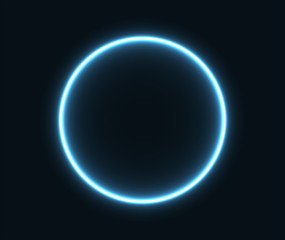 Glowing neon circle in blue. © Sanvel