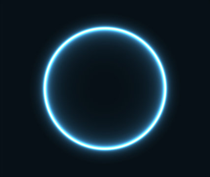 Premium Vector | Blue neon glowing ring. bright glowing neon frame made of  bright glowing rays. vector png