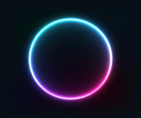  Neon circle glowing pink, blue geometric shape. EPS 10