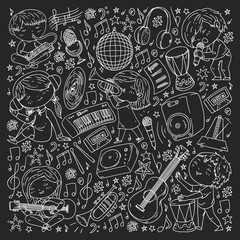 Children play music. Musical education, theatre, school.