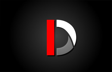 red white black D alphabet letter logo for company icon design - obrazy, fototapety, plakaty