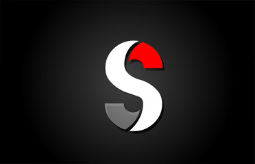 red white black S alphabet letter logo for company icon design