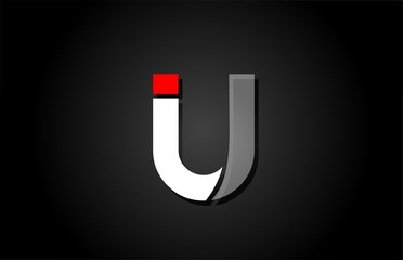red white black U alphabet letter logo for company icon design © dragomirescu