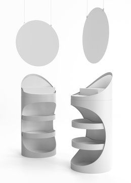 Advertising POS POI Promotion Shelf. 3D render
