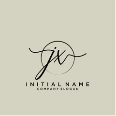 JX Initial handwriting logo with circle template vector.