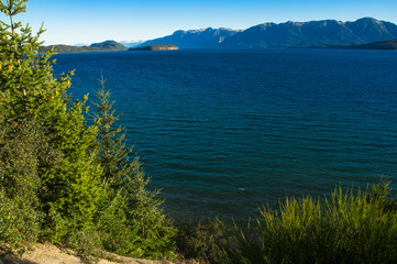 Fototapeta na wymiar Lake Nahuel Huapi and Villa La Angostura town, Argentina