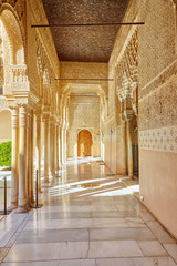 Famous courtyard in the Alhambra with lion court. (Granada, Spain)