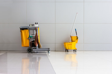 cleaning equipment in hallway