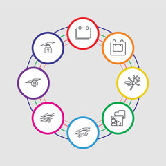 8 colorful stroke icons set included layer, layer, layer, properties, group, break, break