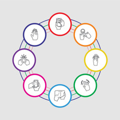 8 colorful stroke icons set included tap, tap, smartphone, tablet, rotate, tap, rotate, smartphone