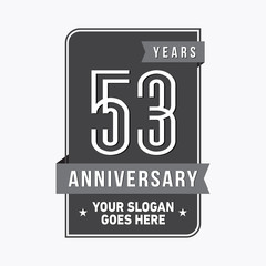 53 years anniversary design template. Fifty-three years celebration logo. Vector and illustration.