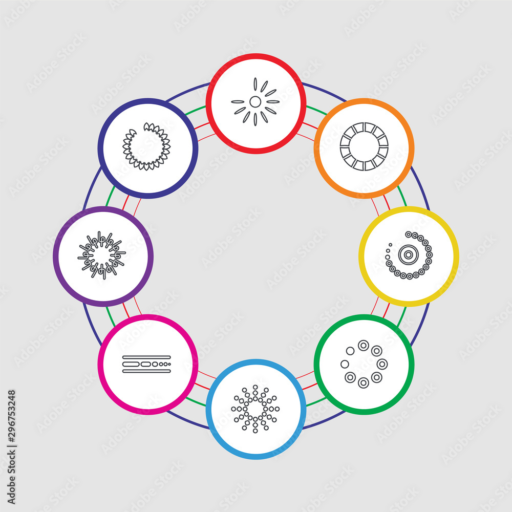 Poster 8 colorful stroke icons set included loading, loading, loading,
