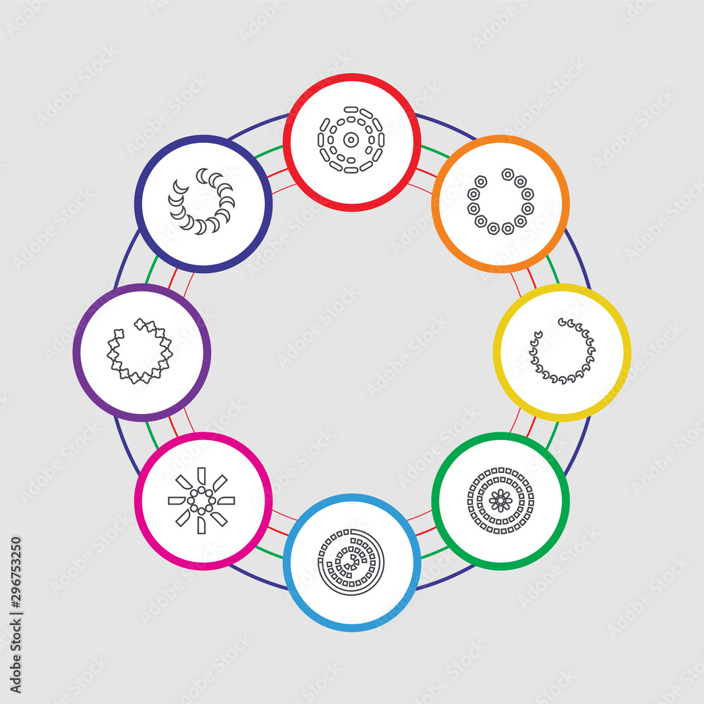 Poster 8 colorful stroke icons set included loading, loading, loading,