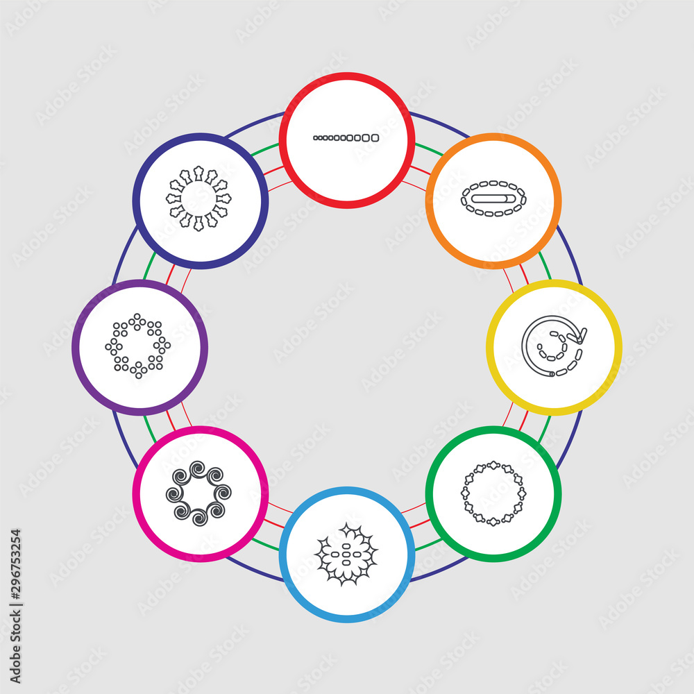 Poster 8 colorful stroke icons set included loading, loading, loading,