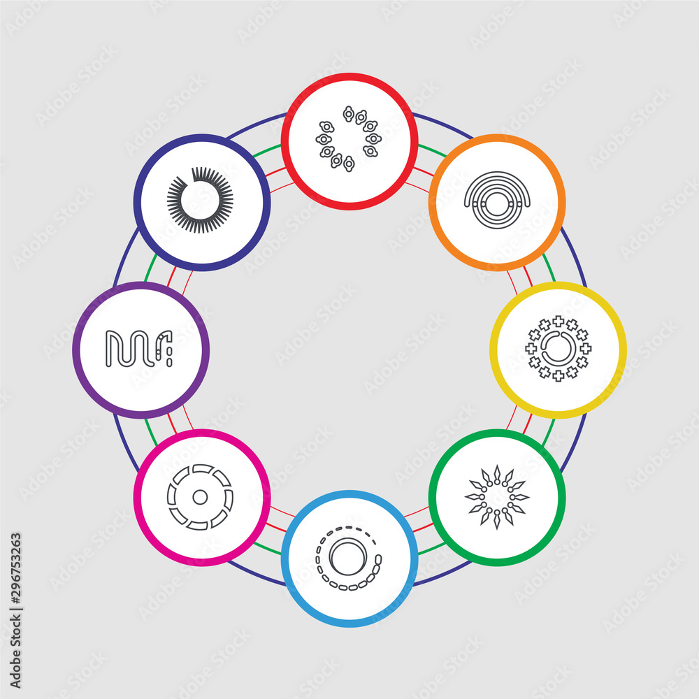 Poster 8 colorful stroke icons set included loading, loading, loading,