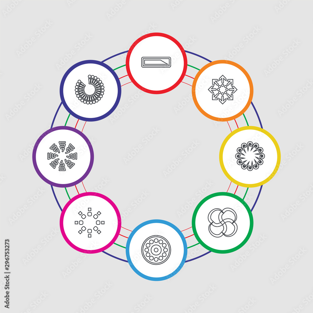 Poster 8 colorful stroke icons set included loading, loading, loading,