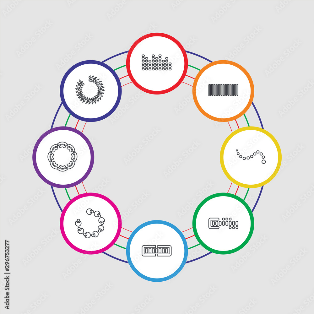 Poster 8 colorful stroke icons set included loading, loading, loading,