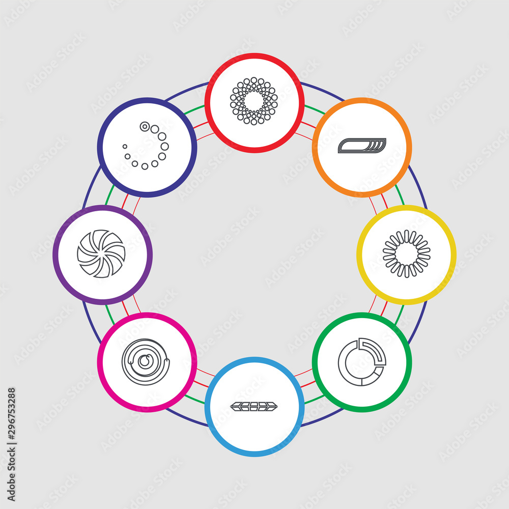 Poster 8 colorful stroke icons set included loading, loading, loading,