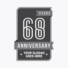 68 years anniversary design template. Sixty-eight years celebration logo. Vector and illustration.
