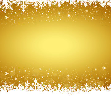 Vektor - Weihnachtlicher Hintergrund - Gold - Schnee - Textfreiraum