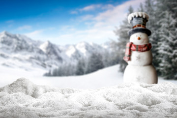 Winter background of snow and free space for your decoration. Christmas time 