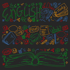 Language school for adult, kids. English courses, class.