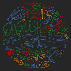 Language school for adult, kids. English courses, class.