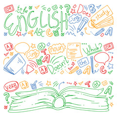 Language school for adult, kids. English courses, class.