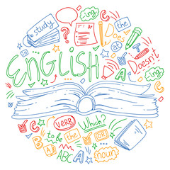 Language school for adult, kids. English courses, class.