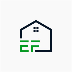 letter EF Line House Real Estate Logo. home initial E F concept. Construction logo template, Home and Real Estate icon. Housing Complex Simple Vector Log